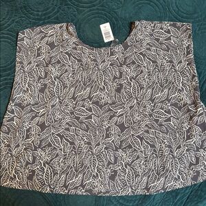 Torrid Charcoal and Ivory Floral Blouse